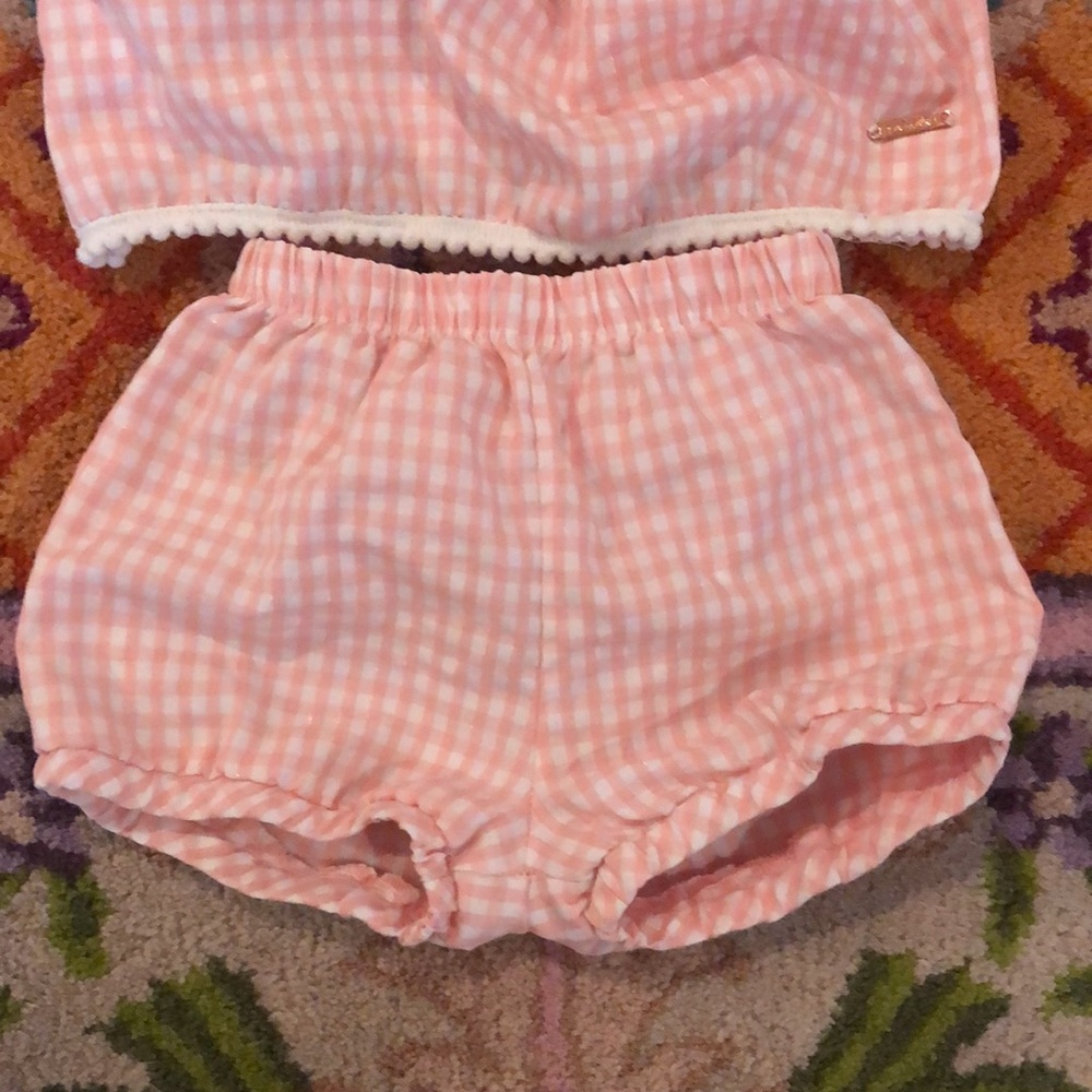 Pink Gingham Ruffle Kids Matching Set - Picture 3 of 3